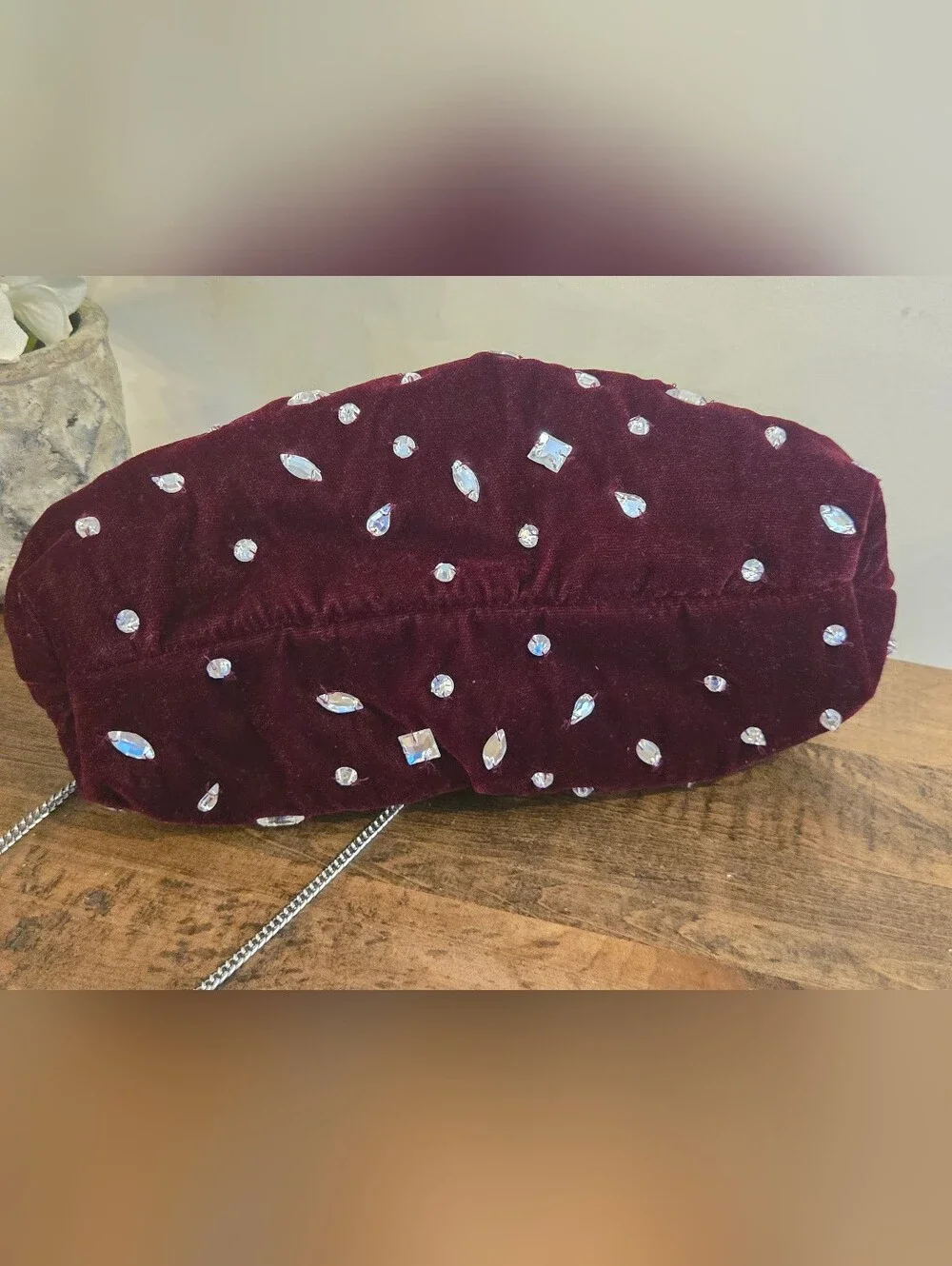 From India to You Viral Beaded Velvet Clutch Handbag w/ Crossbody Chain